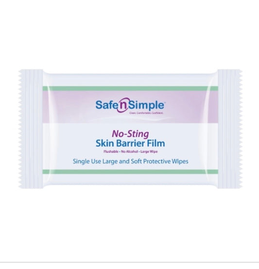 Safe N Simple No-Sting Skin Barrier Wipe, 5 x 7 Inch - Box