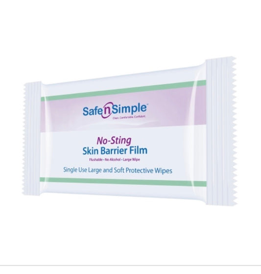 Safe N Simple No-Sting Skin Barrier Wipe, 5 x 7 Inch - Box